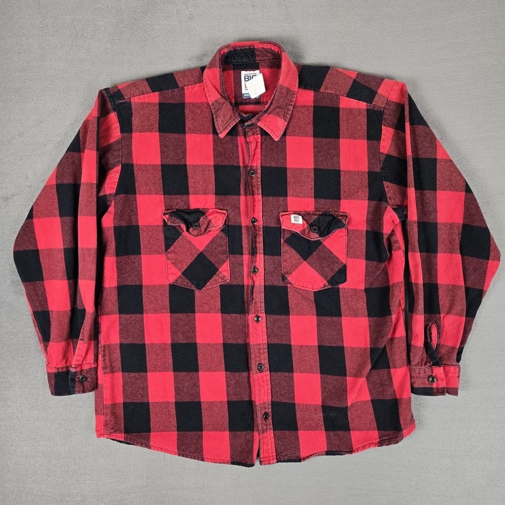 Big Bill Flannel Shirt Mens XL Button-Up‎ Red Plaid Heavyweight USA Made *READ